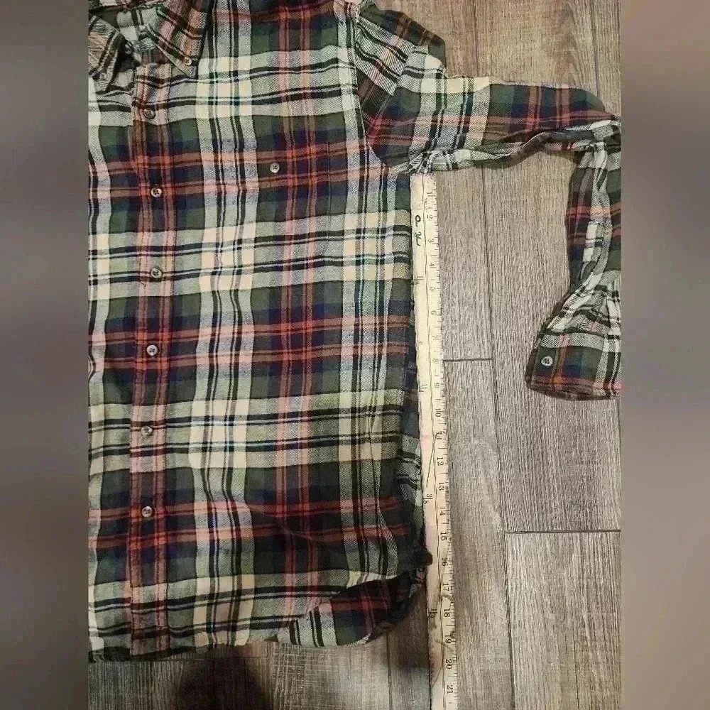 G.H. Bass & Co Green Orange Plaid Flannel Long Sleeve Button Up Shirt Mens Sz Lg - Picture 6 of 6